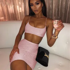 Women's Summer Elastic Cotton Two-Piece Mini Dress