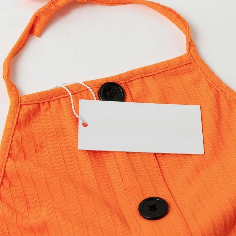 Women's Summer Knitted Backless Buttoned Dress