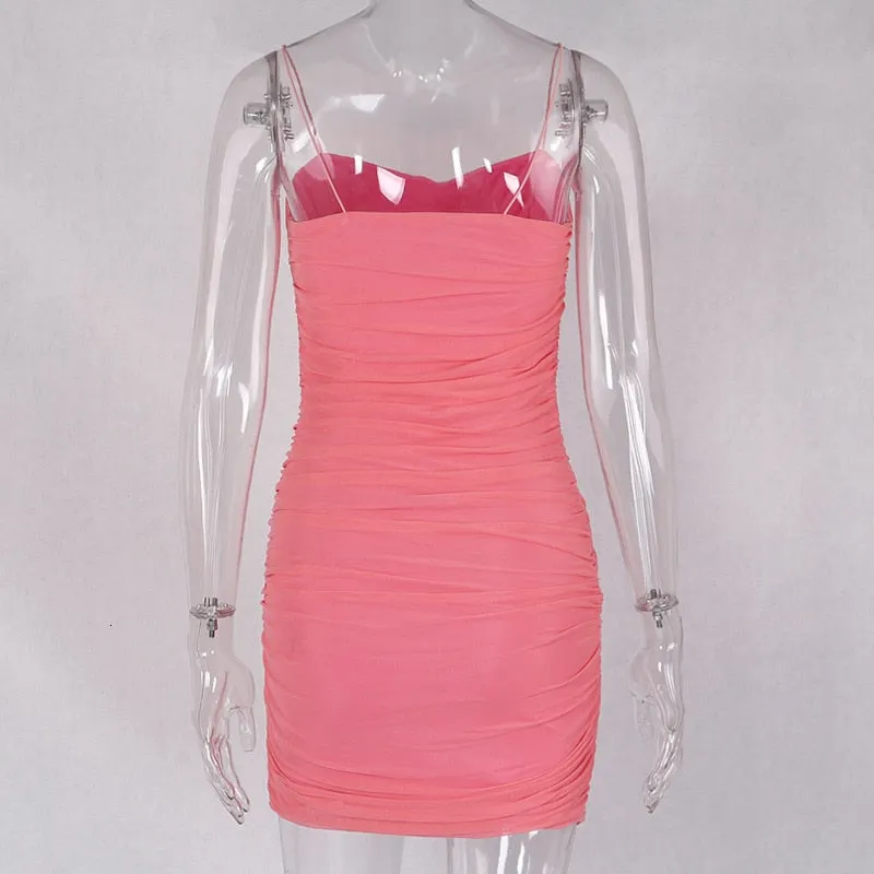Women's Summer Mesh Sleeveless Sheath Short Dress