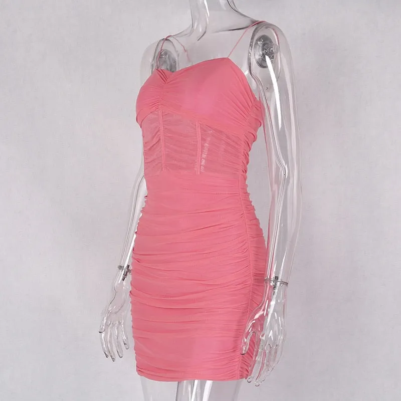 Women's Summer Mesh Sleeveless Sheath Short Dress
