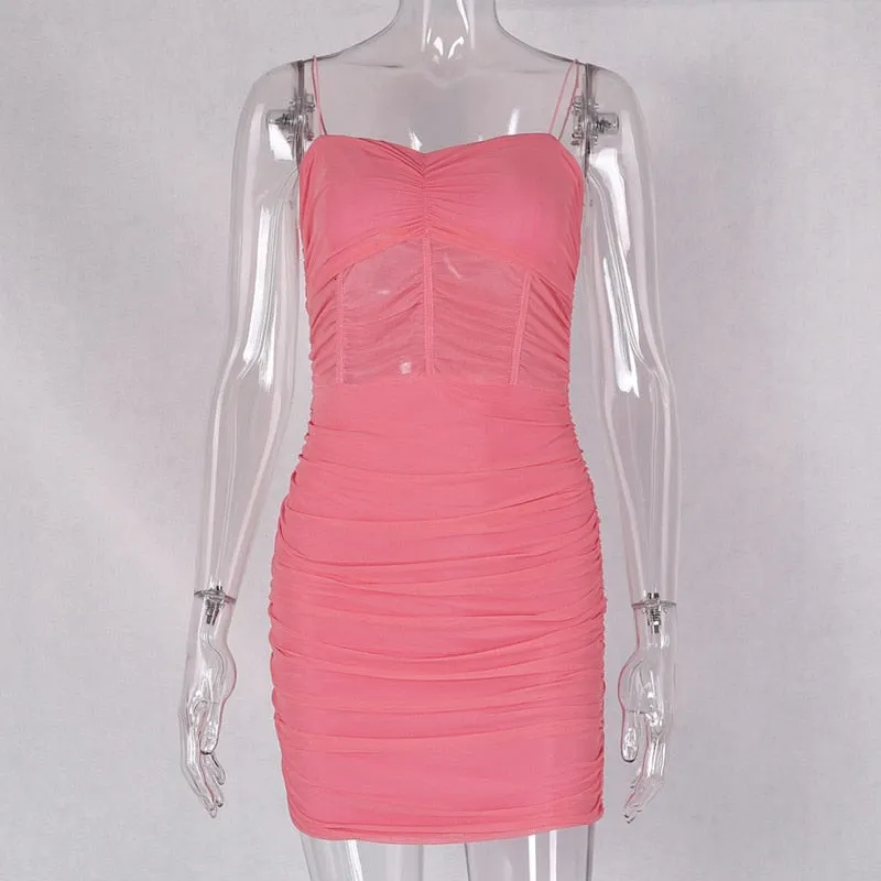 Women's Summer Mesh Sleeveless Sheath Short Dress